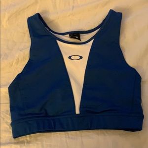 Blue Oakley longline sports bra